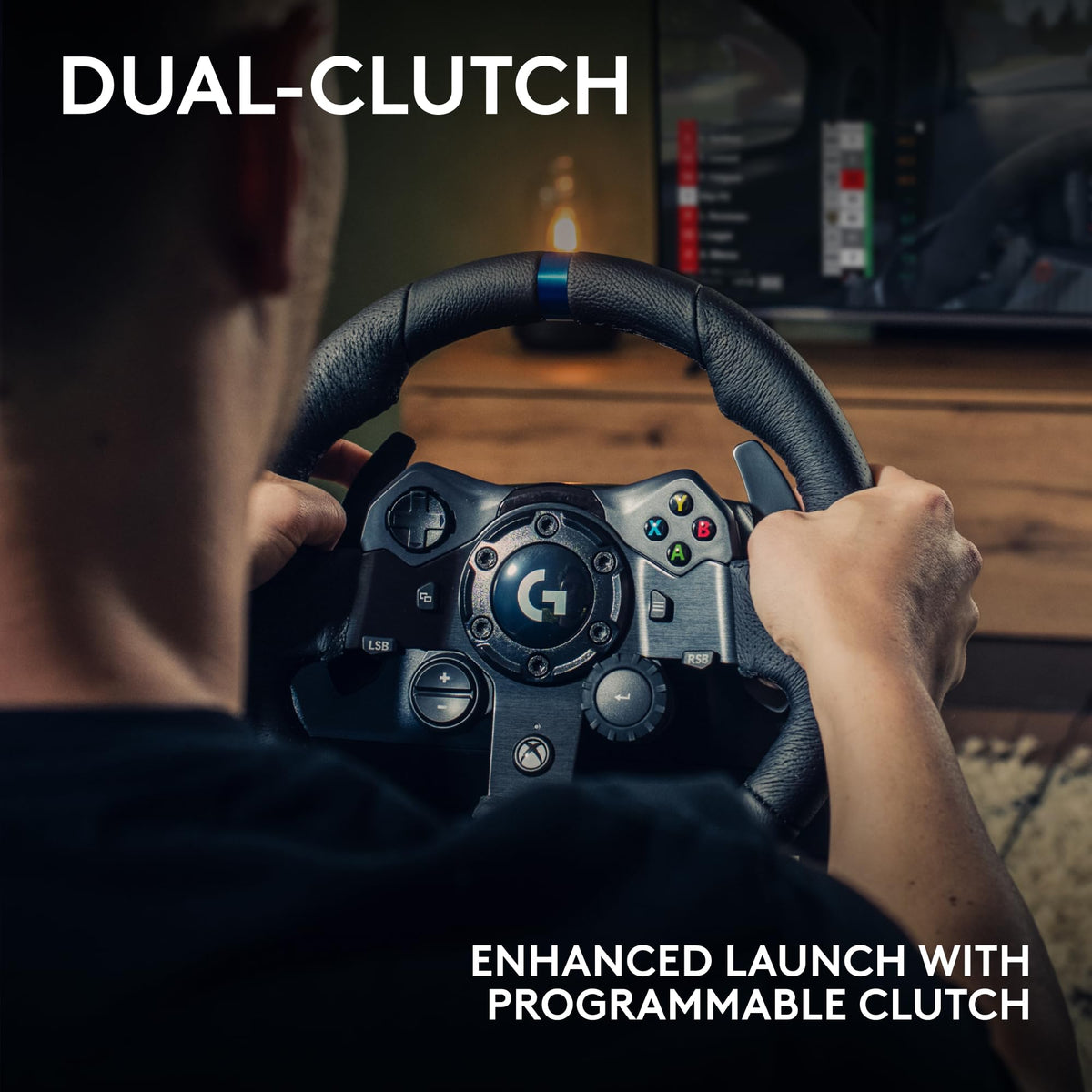 Racing Wheel and Pedals with Force Feedback and Leather Wheel Cover N345