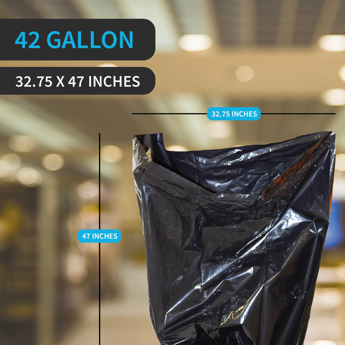 42 Gallon 3 MIL Black Heavy Duty Contractor Bags M856