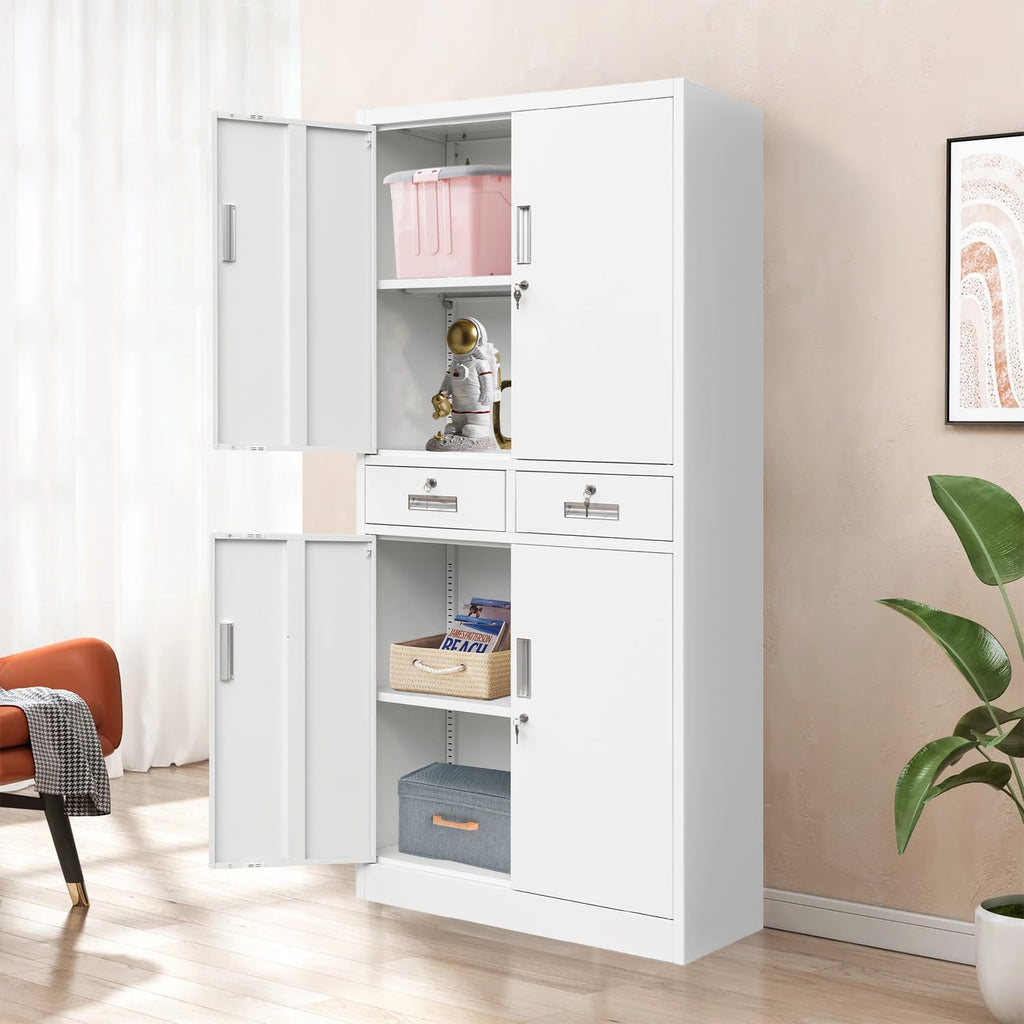 Metal Storage Cabinet with Adjustable Shelves and Drawers V834