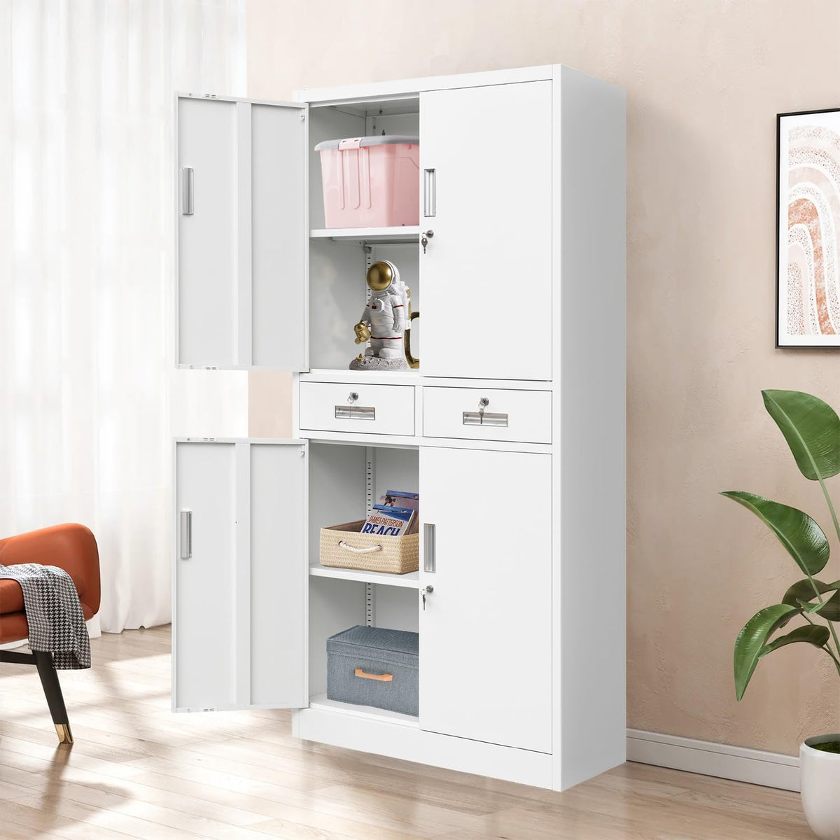Metal Storage Cabinet with Adjustable Shelves and Drawers V834