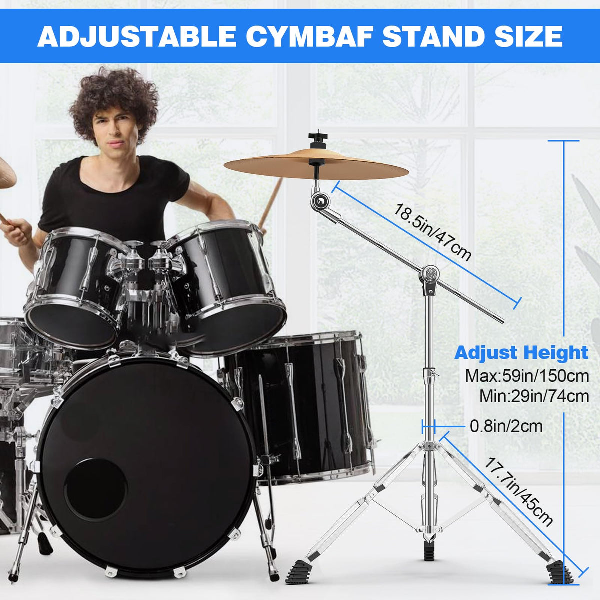 Adjustable Boom Cymbal Stand with Double Braced Legs N86146