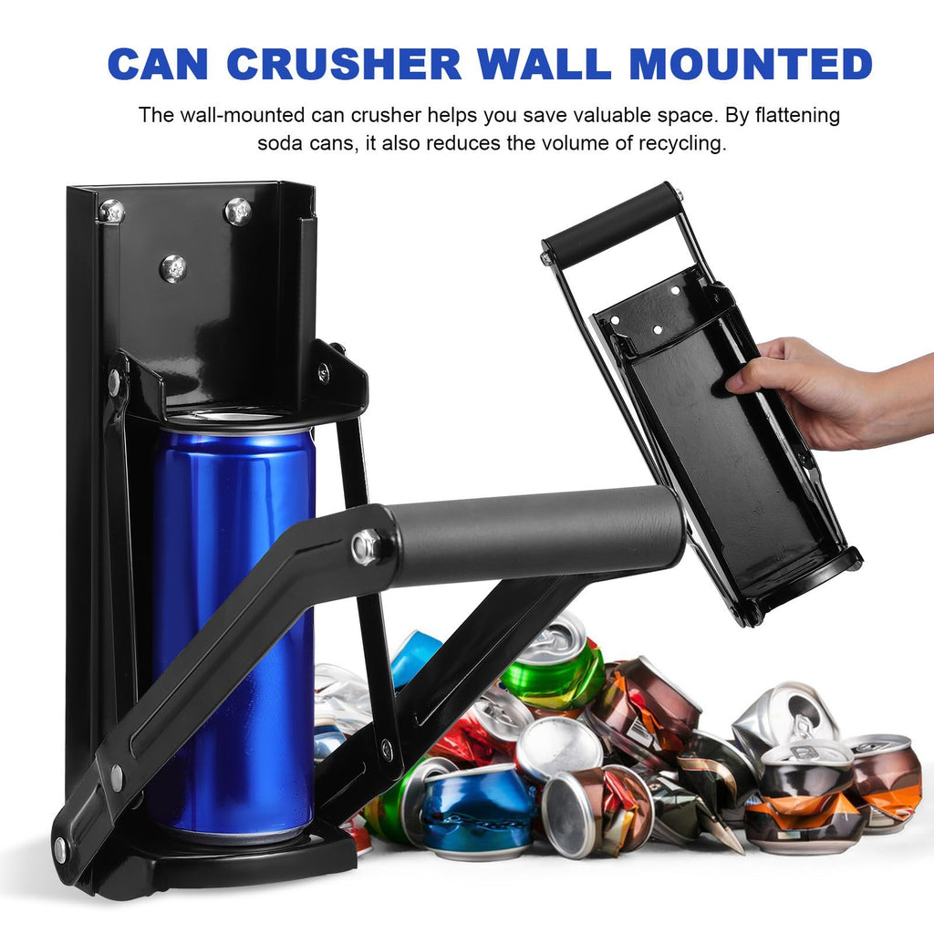Black Wall Mounted Can Crusher with Bottle Opener V706
