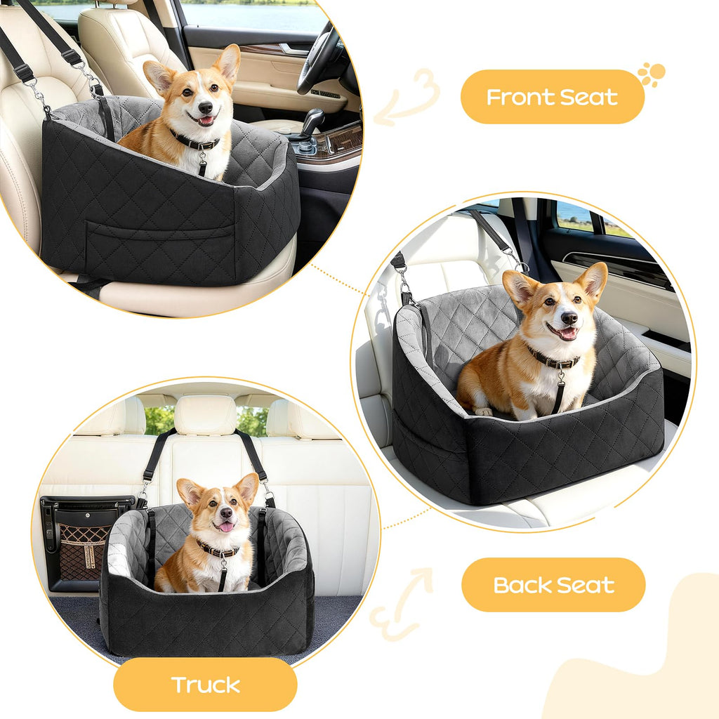 Dog Car Seat for Small Dogs Up to 30 Lbs, Grey-Black E513331