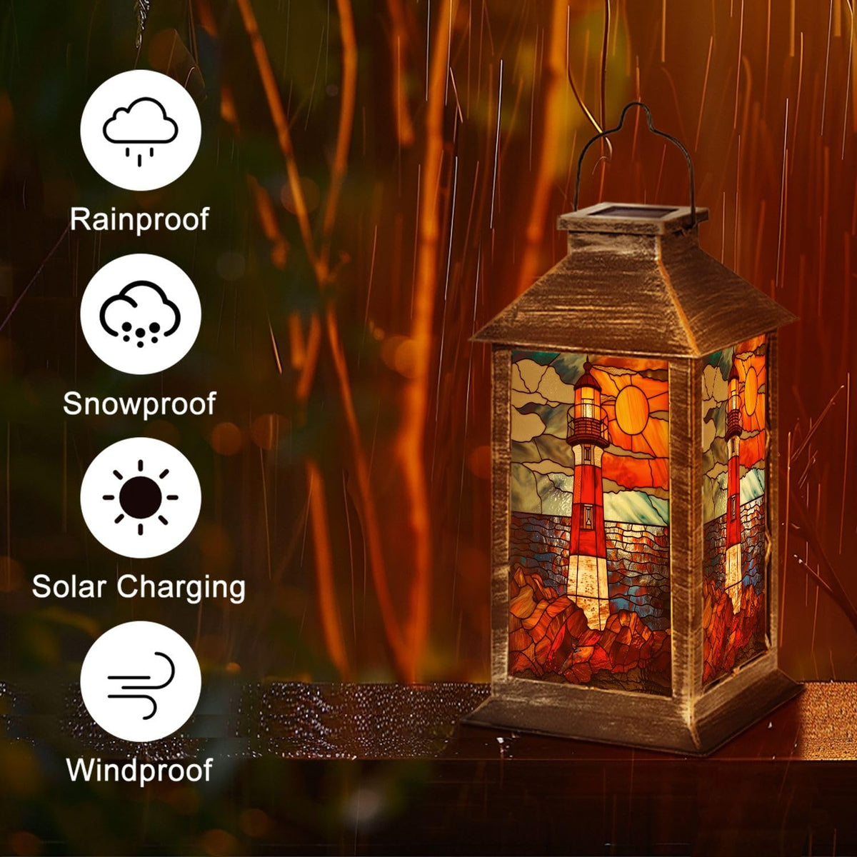 Solar Powered Waterproof Hanging Lantern Y38064