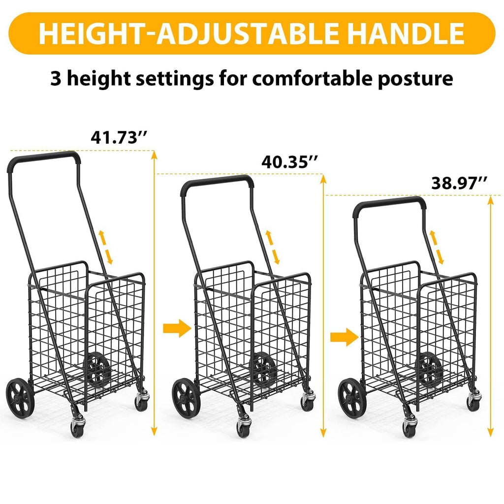 Grocery Shopping Cart with Swivel Wheels, Collapsible Utility Cart L113