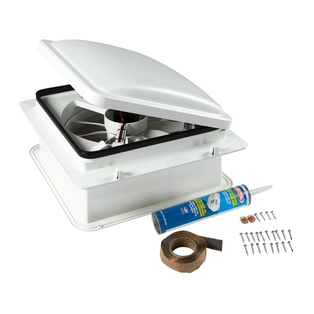 14" RV Rooftop Vent Exhaust Fan with Lid, White Z656459