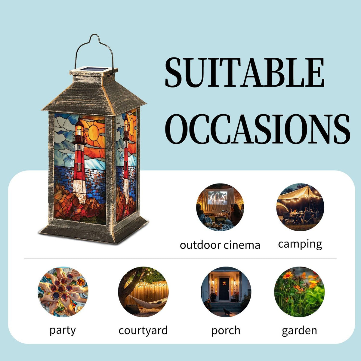 Solar Powered Waterproof Hanging Lantern Y38064