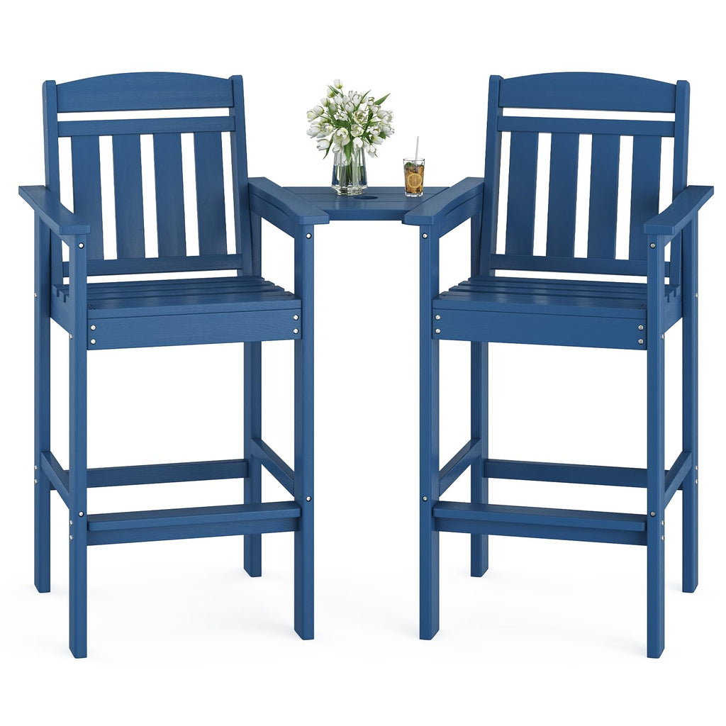 HDPE Adirondack Bar Stools Set of 2 with Connecting Tray T676633