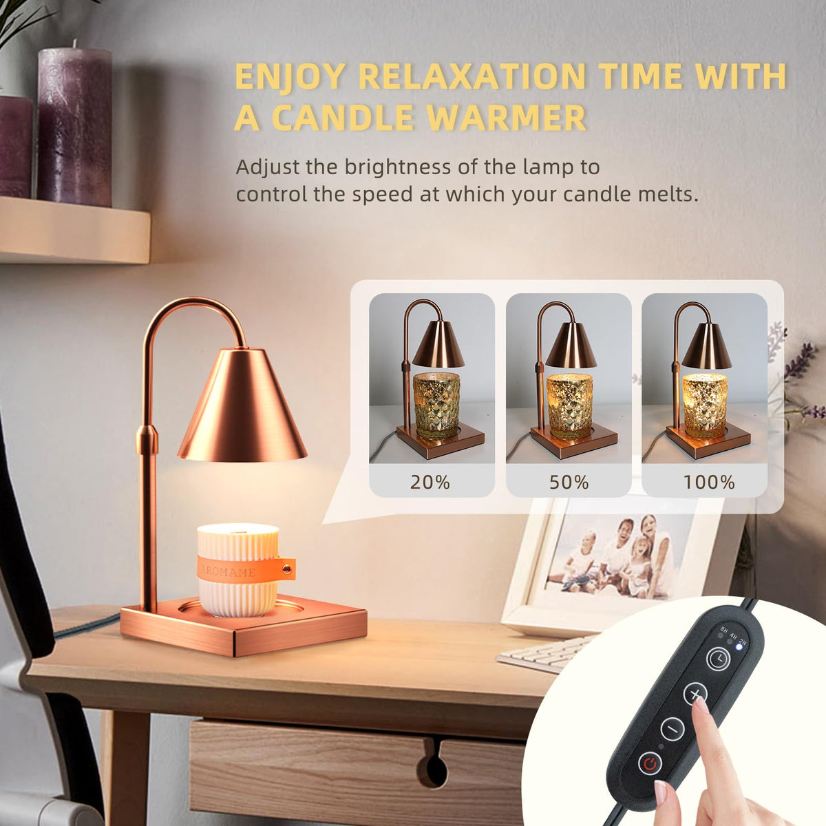 Adjustable Height Dimmable Candle Warmer Lamp D5234