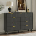 Black 9 Drawer Fluted Wood Dresser T566