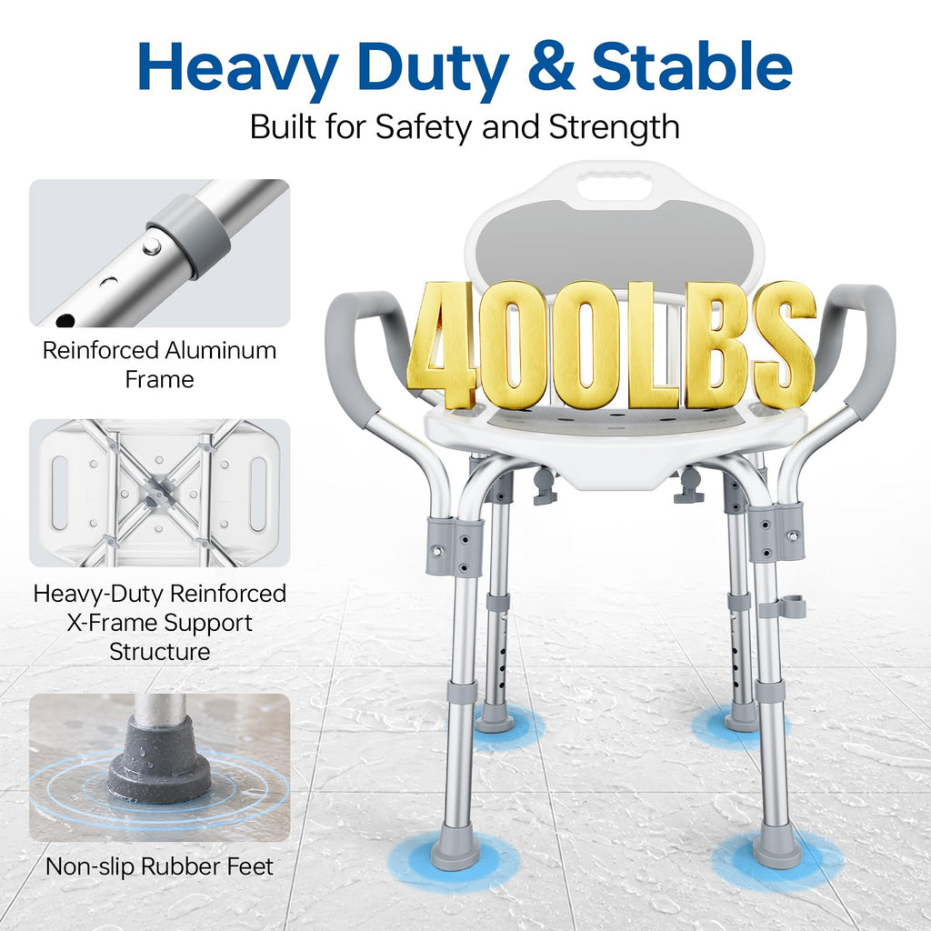 Adjustable Grey Shower Chair with Suction Feet J4498