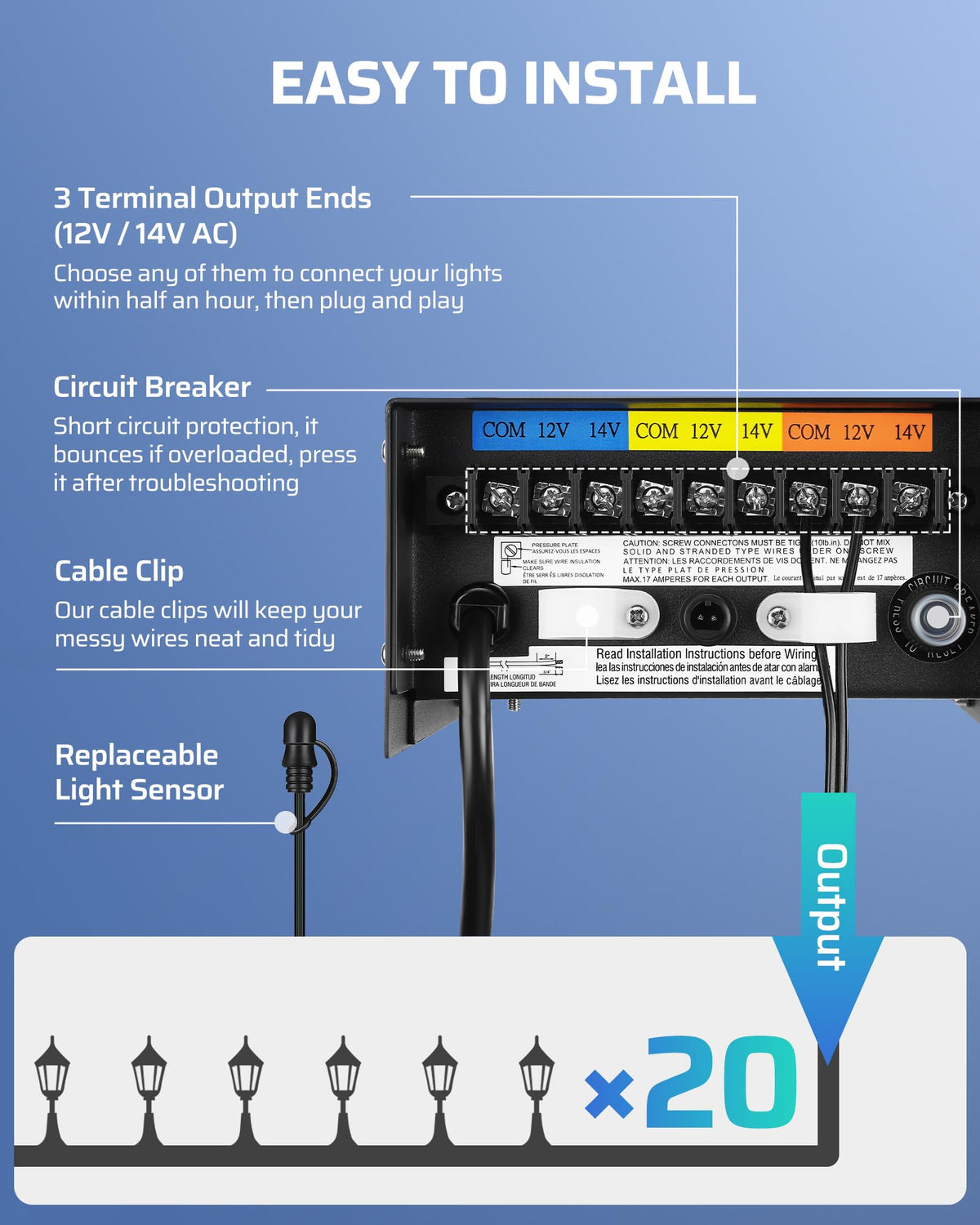200W Low Voltage Landscape Transformer with Timer and Photocell Sensor Q217