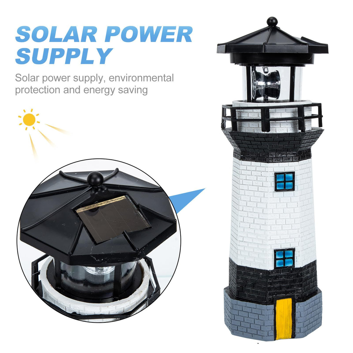 Solar Powered Resin Lighthouse Garden Decor P271962
