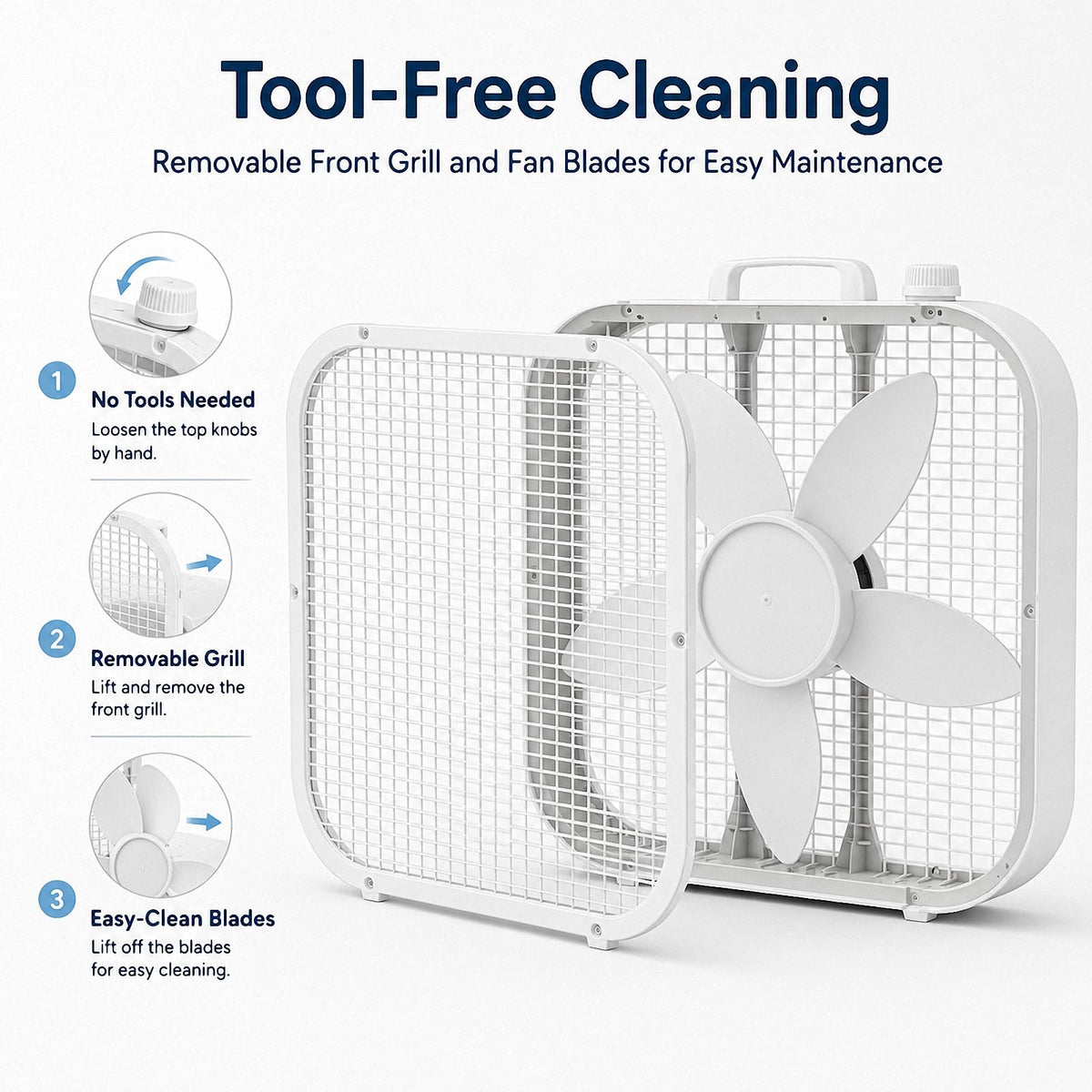 20 Inch Portable Box Fan with 3 Speeds, White B463
