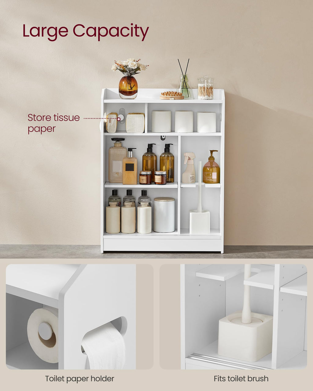 Slim Bathroom Storage Cabinet with Sliding Doors L41952
