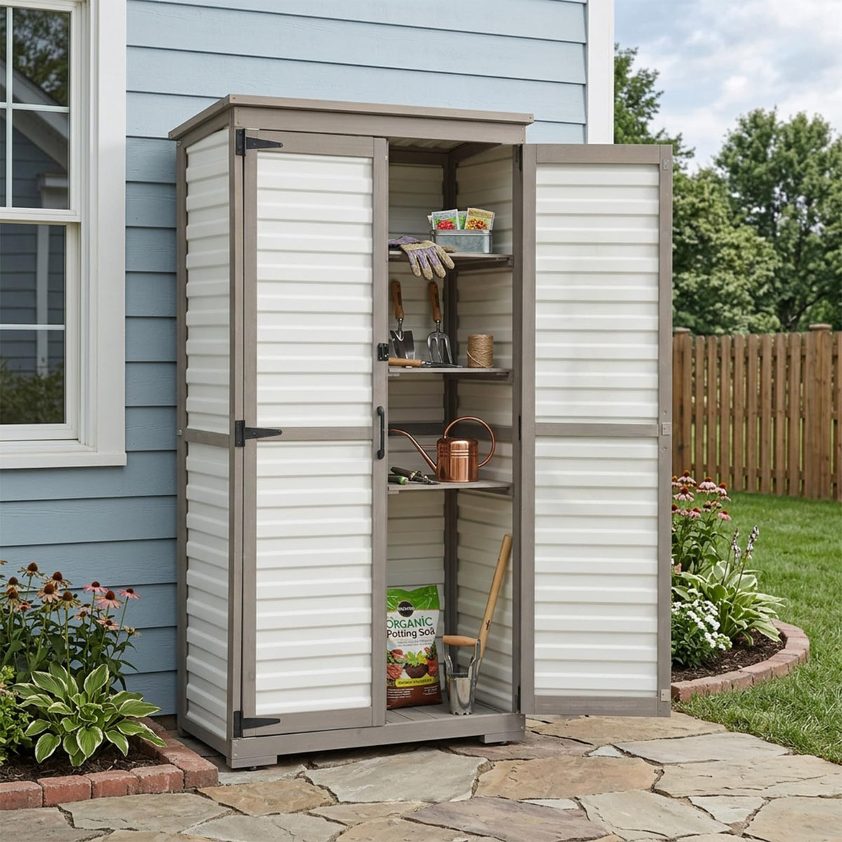 Outdoor Storage Cabinet with Adjustable Shelves E607