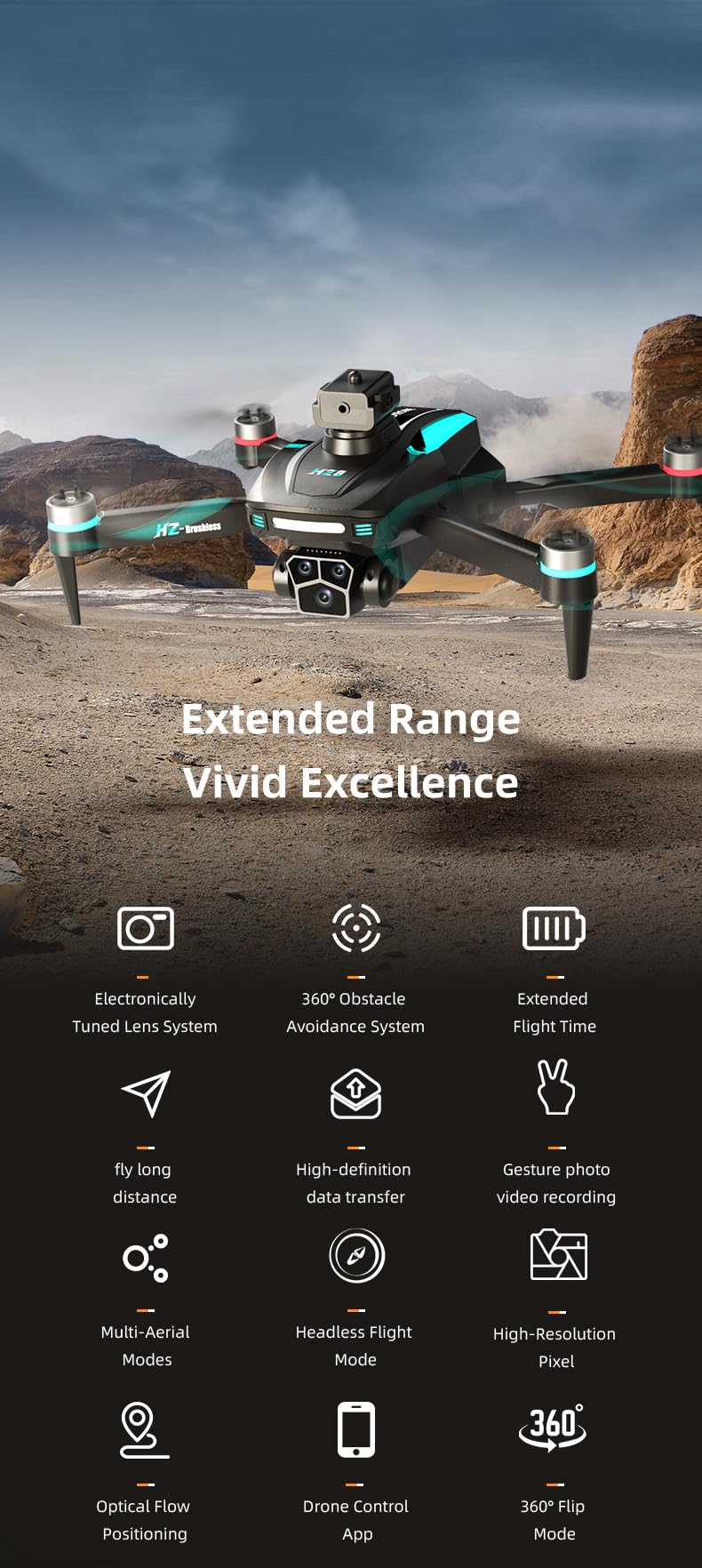 Foldable 1080P Camera Drone with 2 Batteries Y3367
