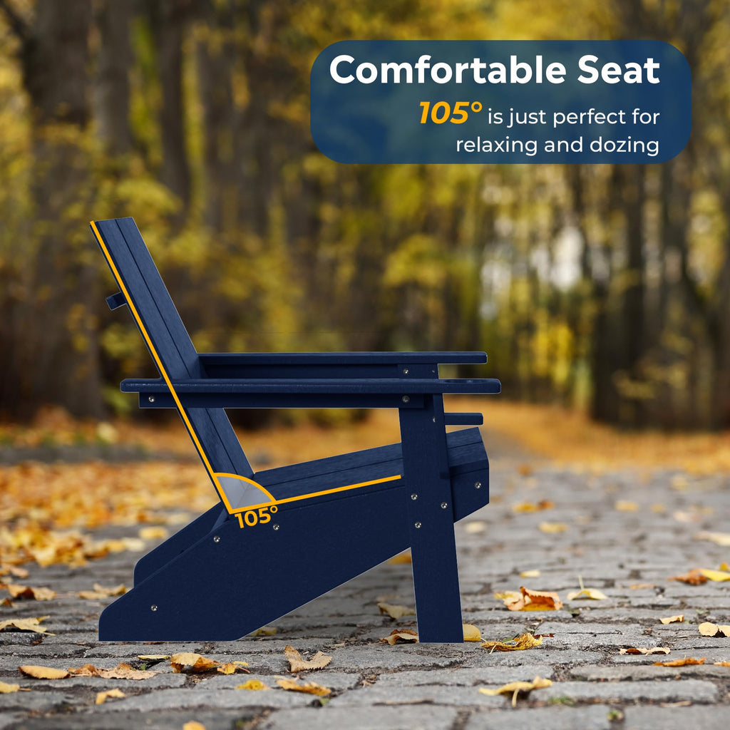 Navy Blue HDPE Outdoor Chair Set of 2 H47879