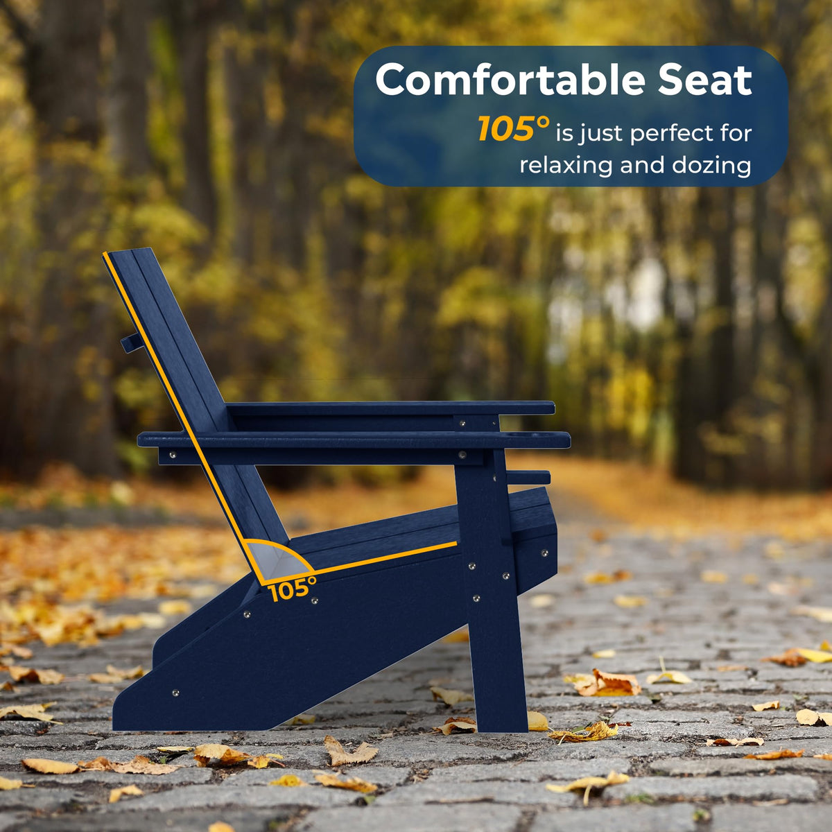 Navy Blue HDPE Outdoor Chair Set of 2 H47879