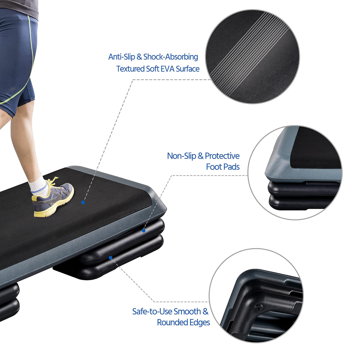 43in 3-Level Adjustable Aerobic Step Platform D9001