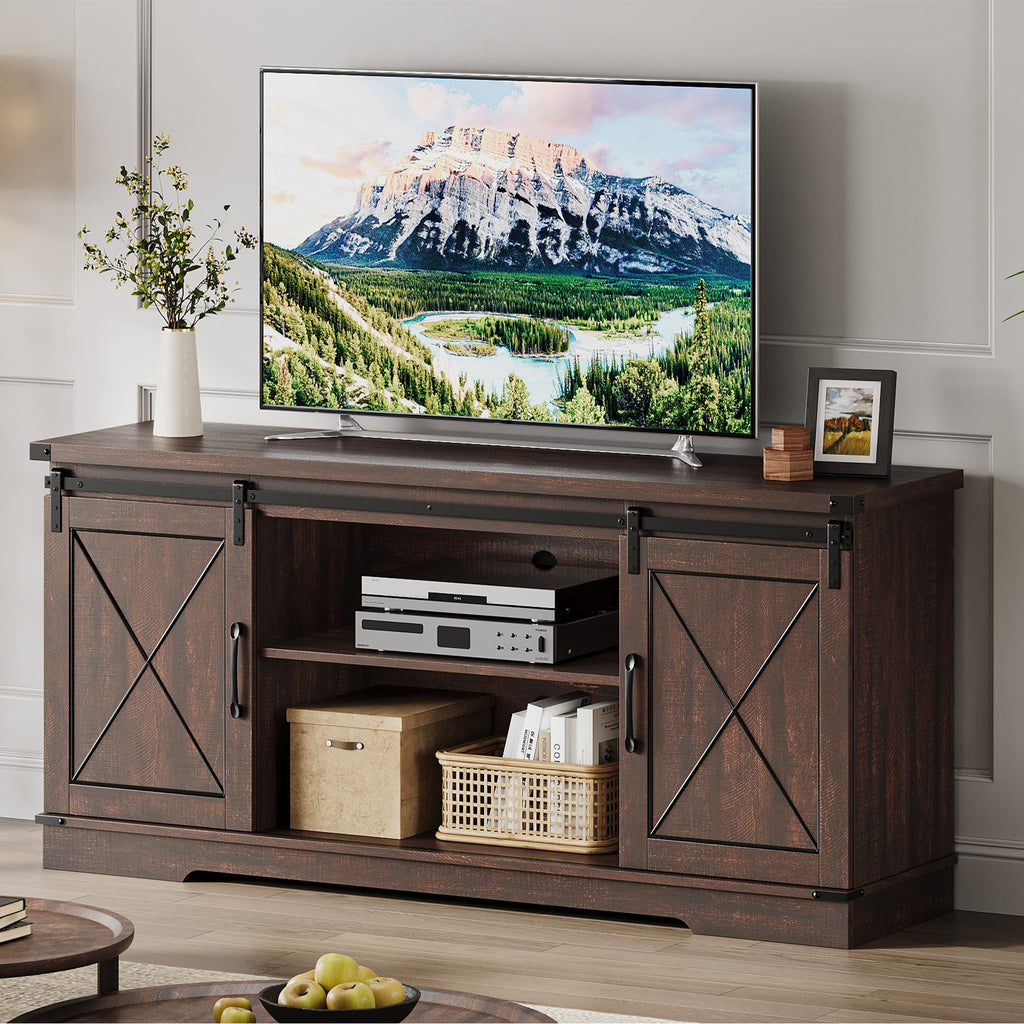 59 Inch TV Stand with Sliding Barn Doors N779439