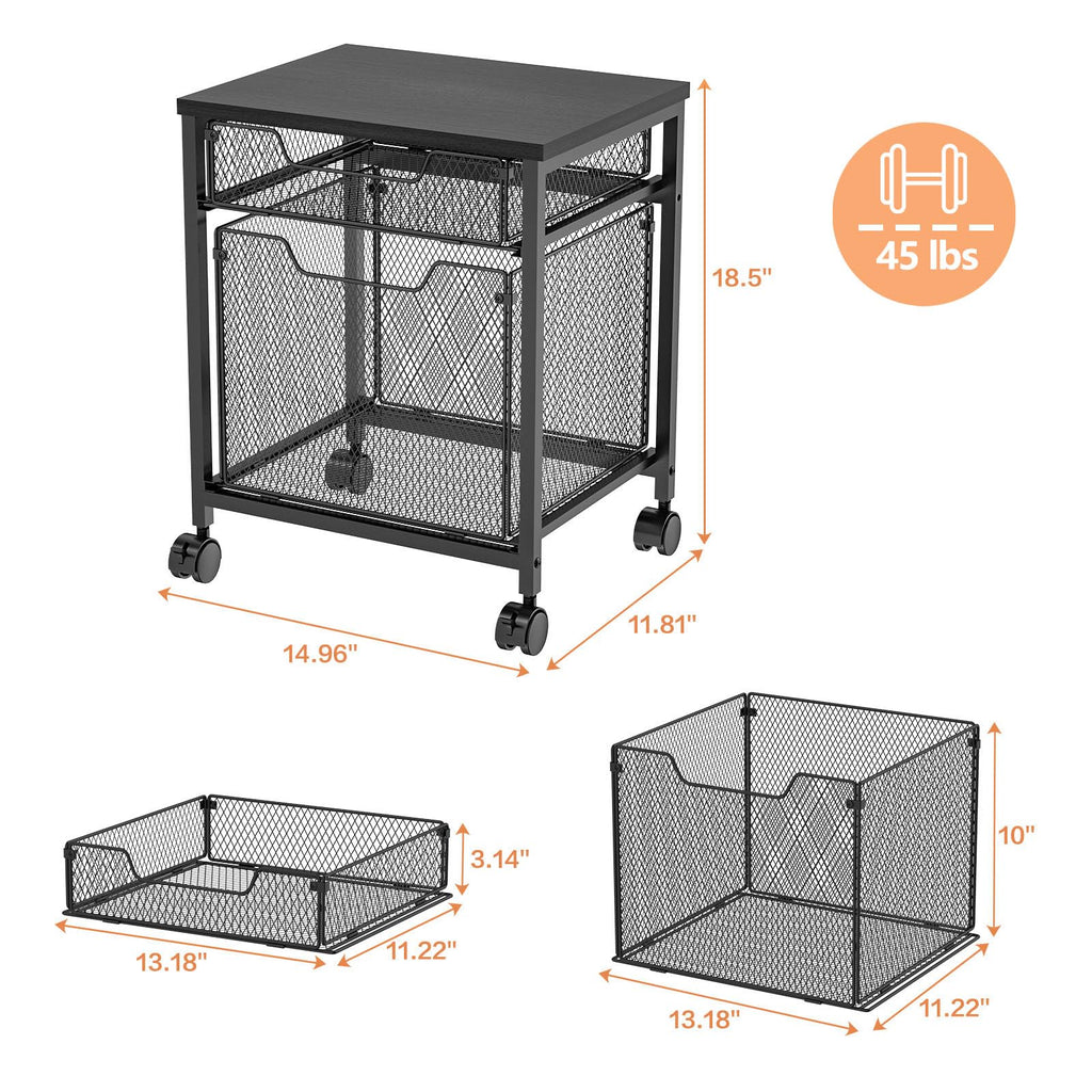 Rolling File Cabinet Cart with Storage Drawer and Lockable Wheels Z983401