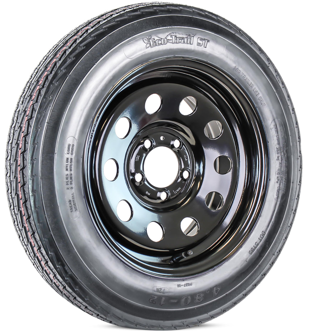 2-Pack Trailer Tire Rim Assembly 4.80-12 5 Lug Black Z5833