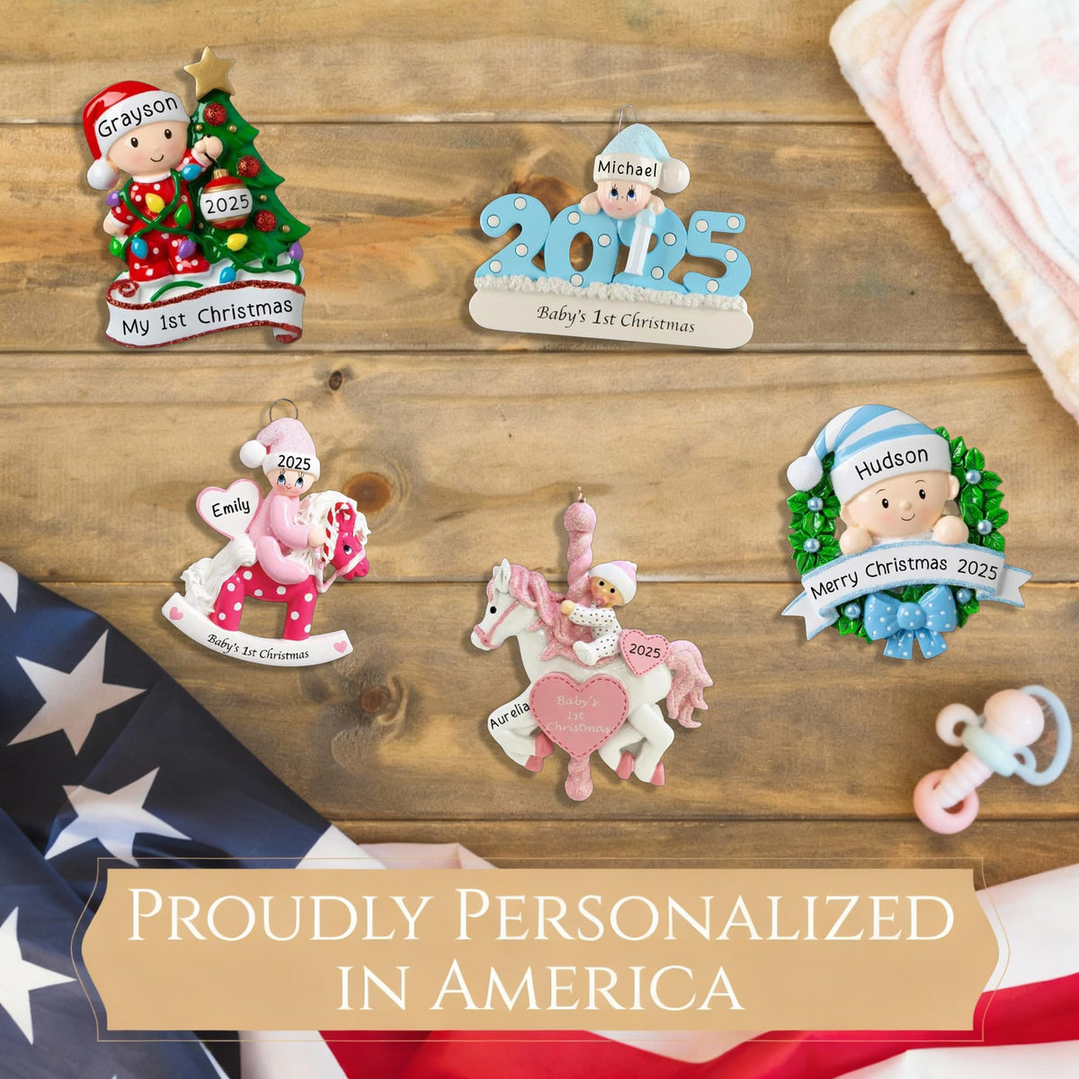 Baby's First Christmas Ornament 2026 Pink Carousel A794558