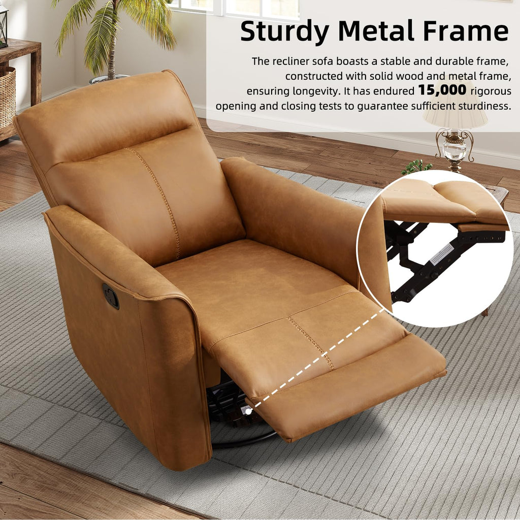 Brown Leathaire Swivel Rocker Recliner E644