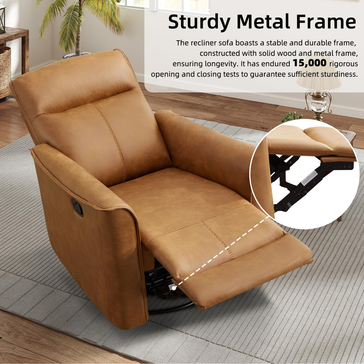 Brown Leathaire Swivel Rocker Recliner E644