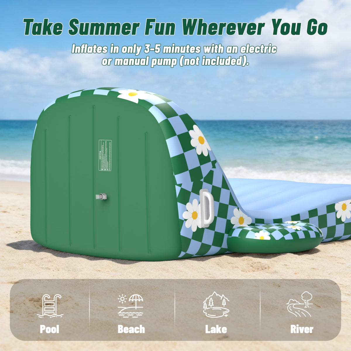 Inflatable Pool Lounger Float with Cup Holder J469728