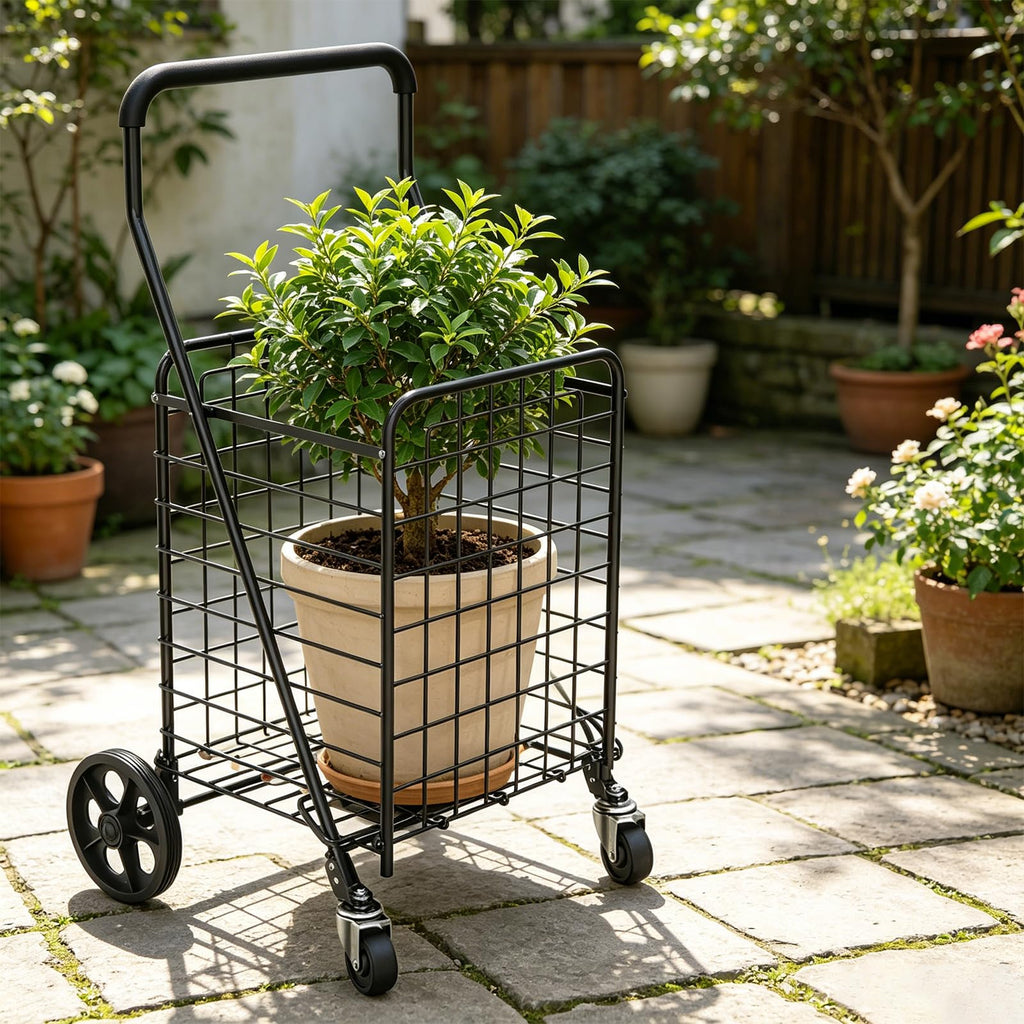 Grocery Shopping Cart with Swivel Wheels, Collapsible Utility Cart L113