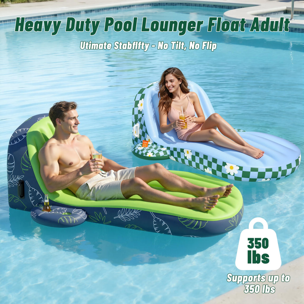 Inflatable Pool Lounger Float with Cup Holder J469728