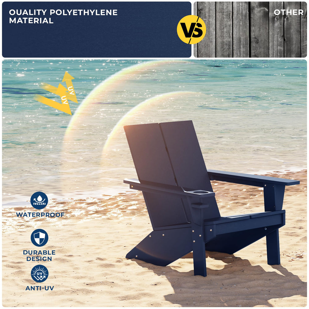 Navy Blue HDPE Outdoor Chair Set of 2 H47879