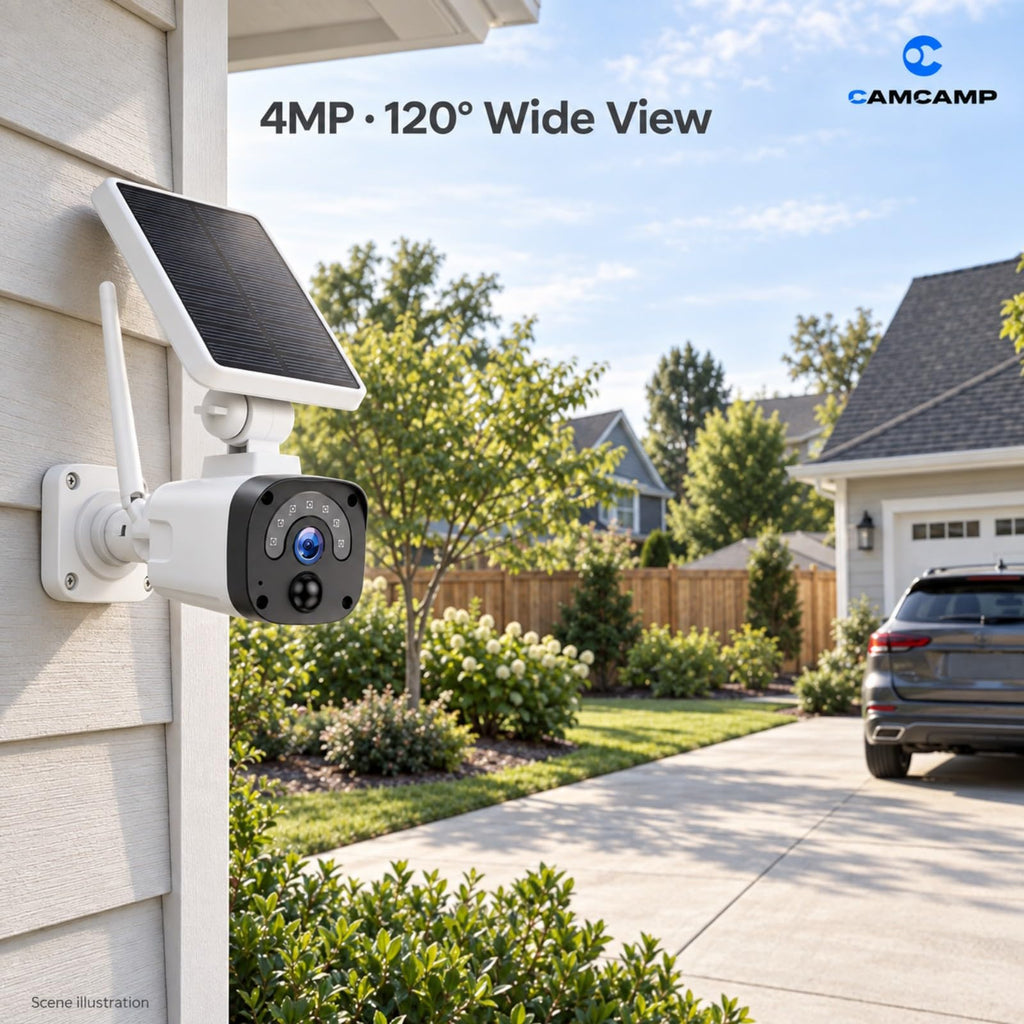 Solar Security Cameras Wireless Outdoor System 4-Cam 2.5K 64GB SD O27145