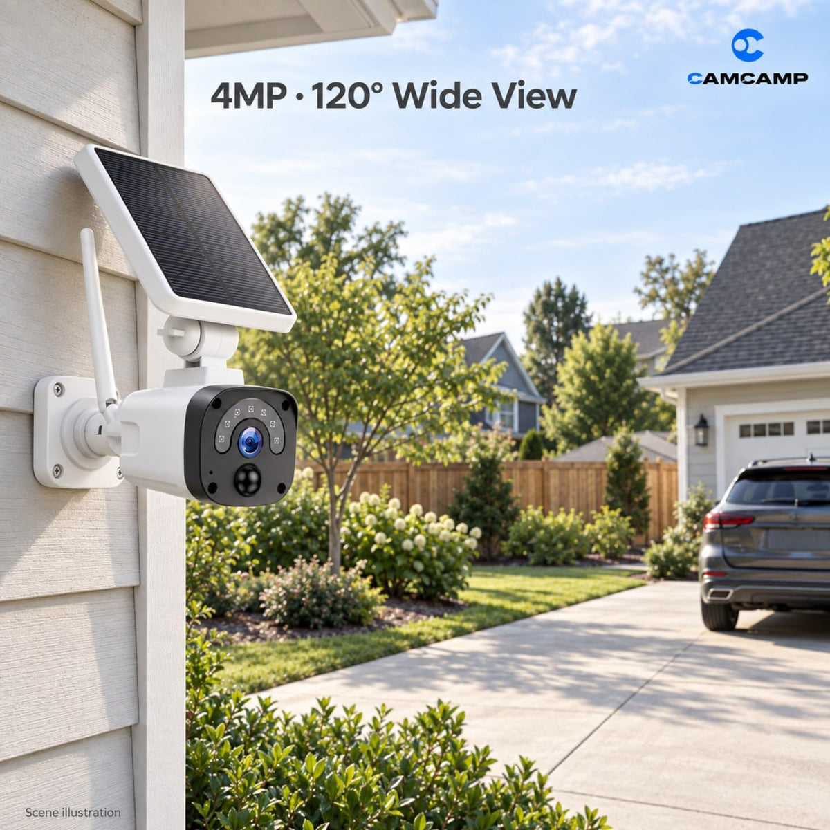 Solar Security Cameras Wireless Outdoor System 4-Cam 2.5K 64GB SD O27145