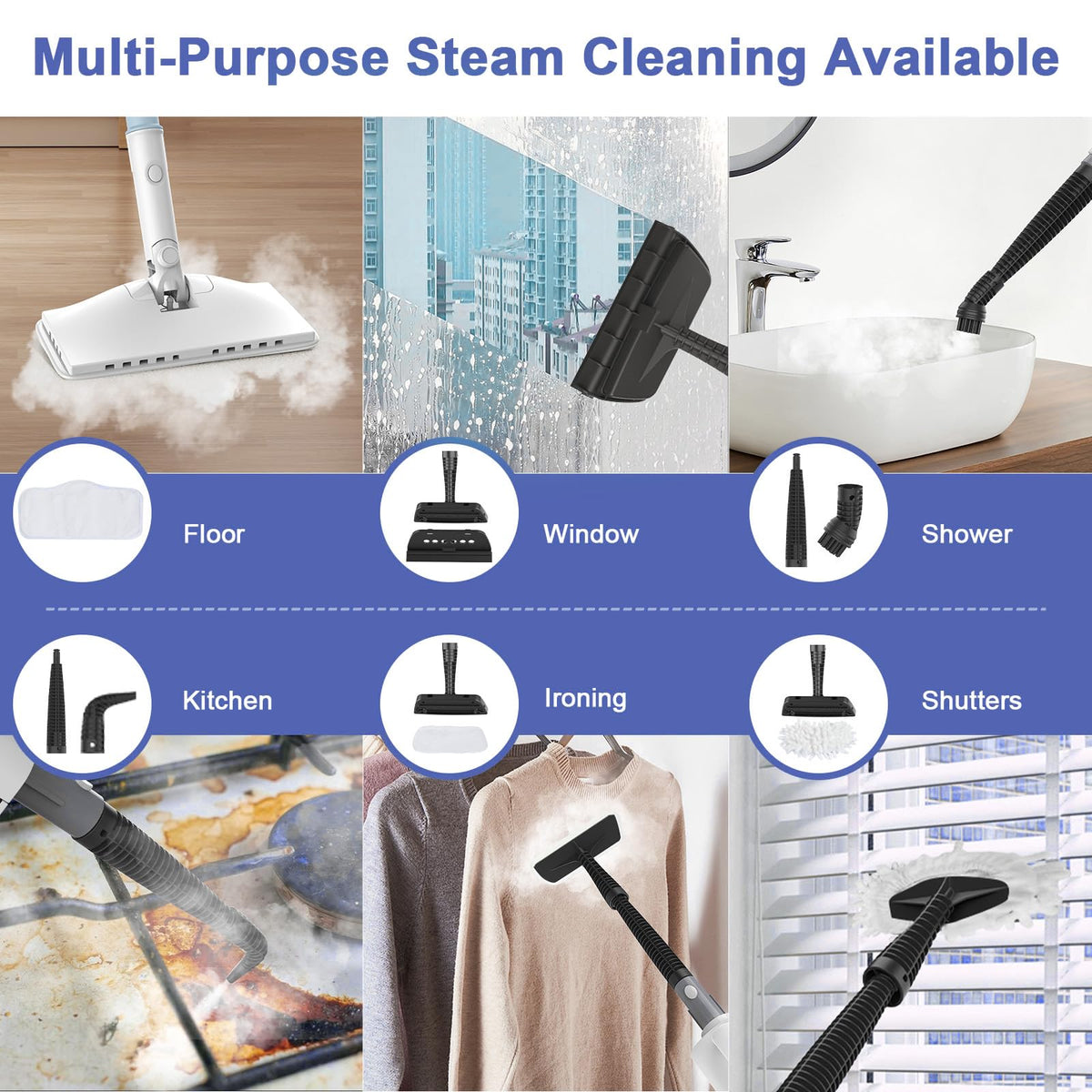 6 in1 Rotated Steam Mop Cleaner with 2 Microfiber Pads Y320254