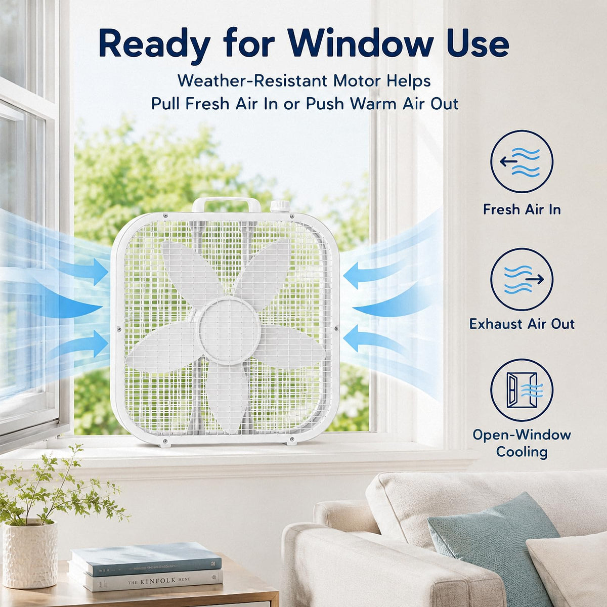 20 Inch Portable Box Fan with 3 Speeds, White B463
