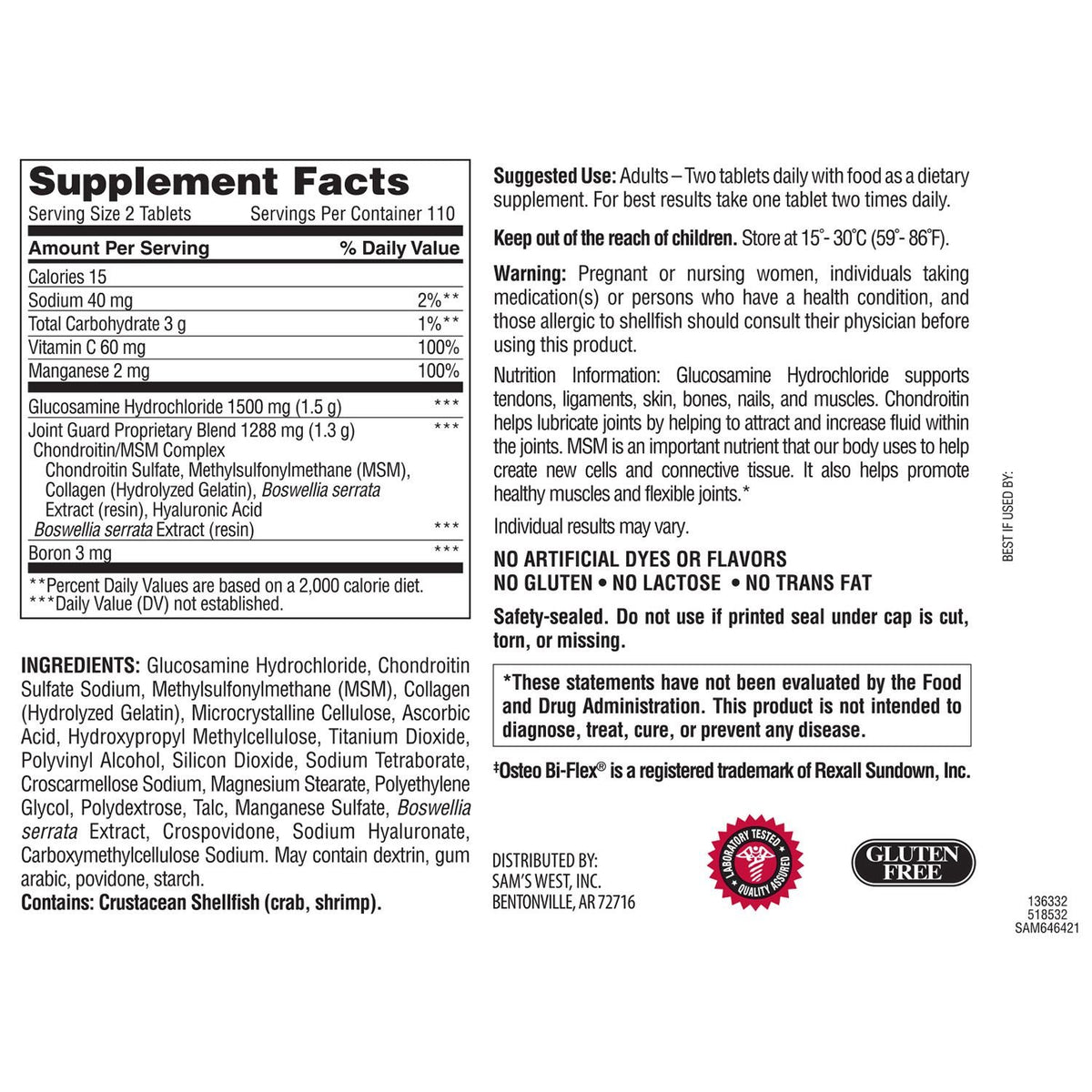 Triple Strength Glucosamine Chondroitin MSM 220 Count A268