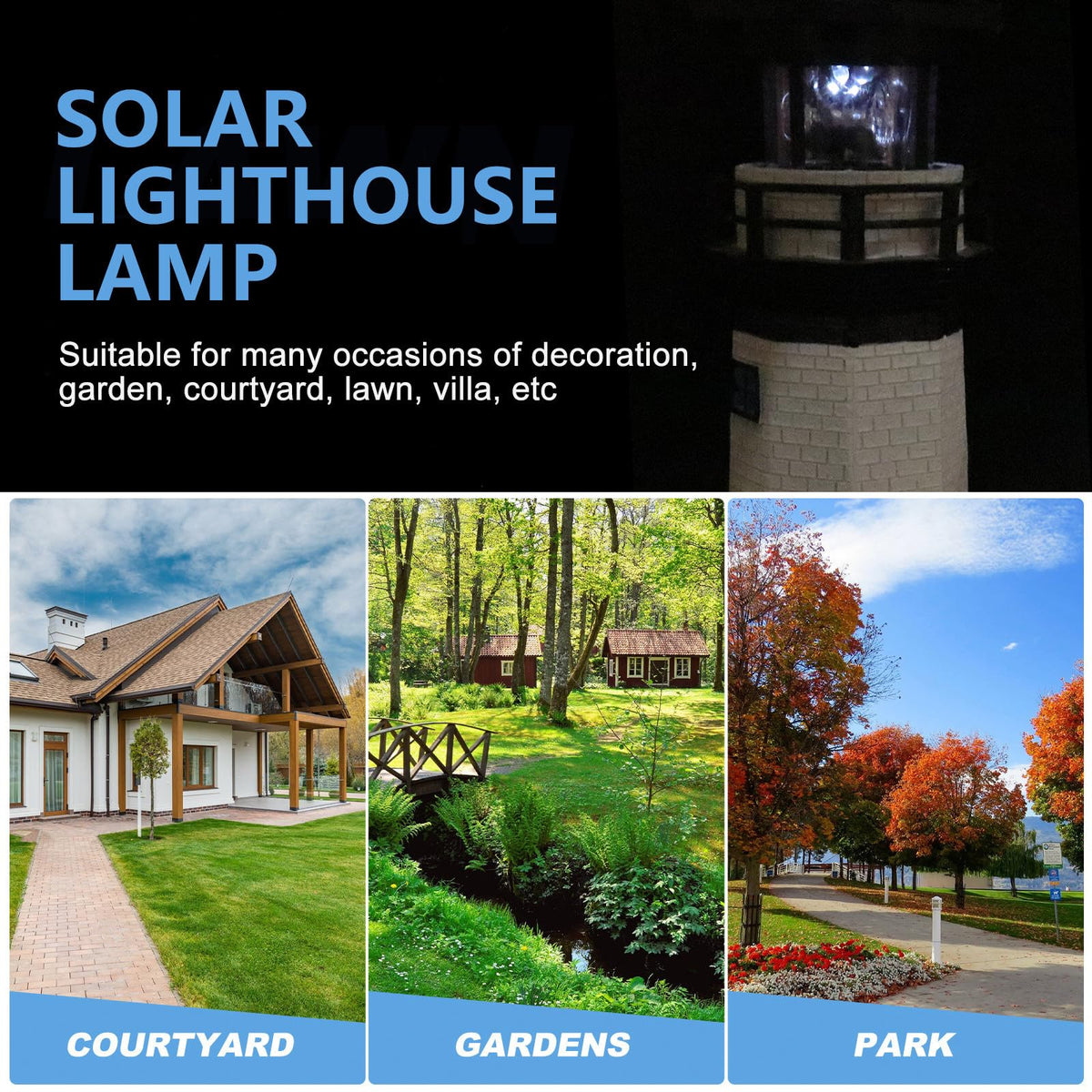 Solar Powered Resin Lighthouse Garden Decor P271962