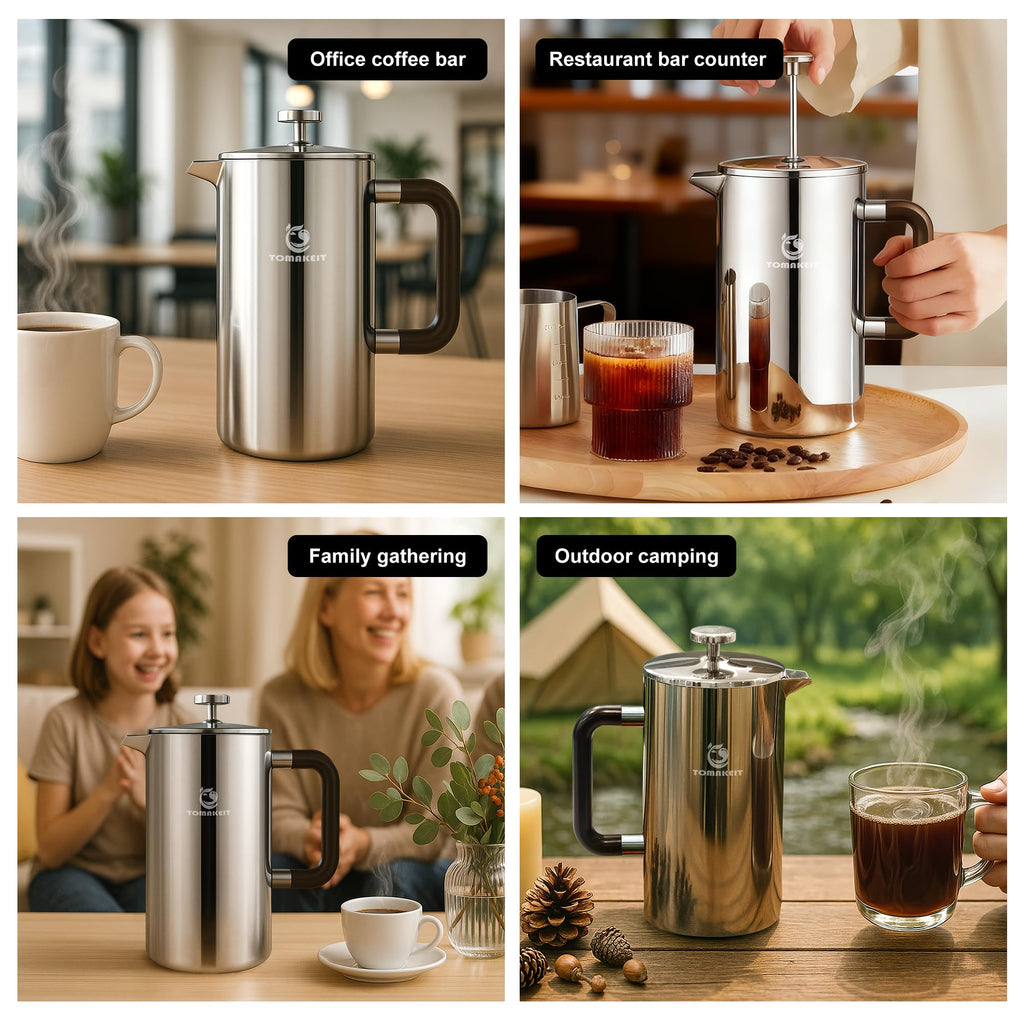 1L Stainless Steel French Press Coffee Maker D709