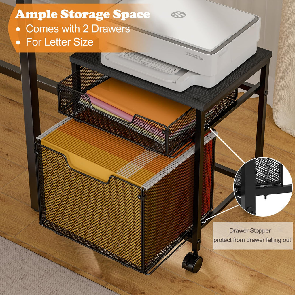 Rolling File Cabinet Cart with Storage Drawer and Lockable Wheels Z983401