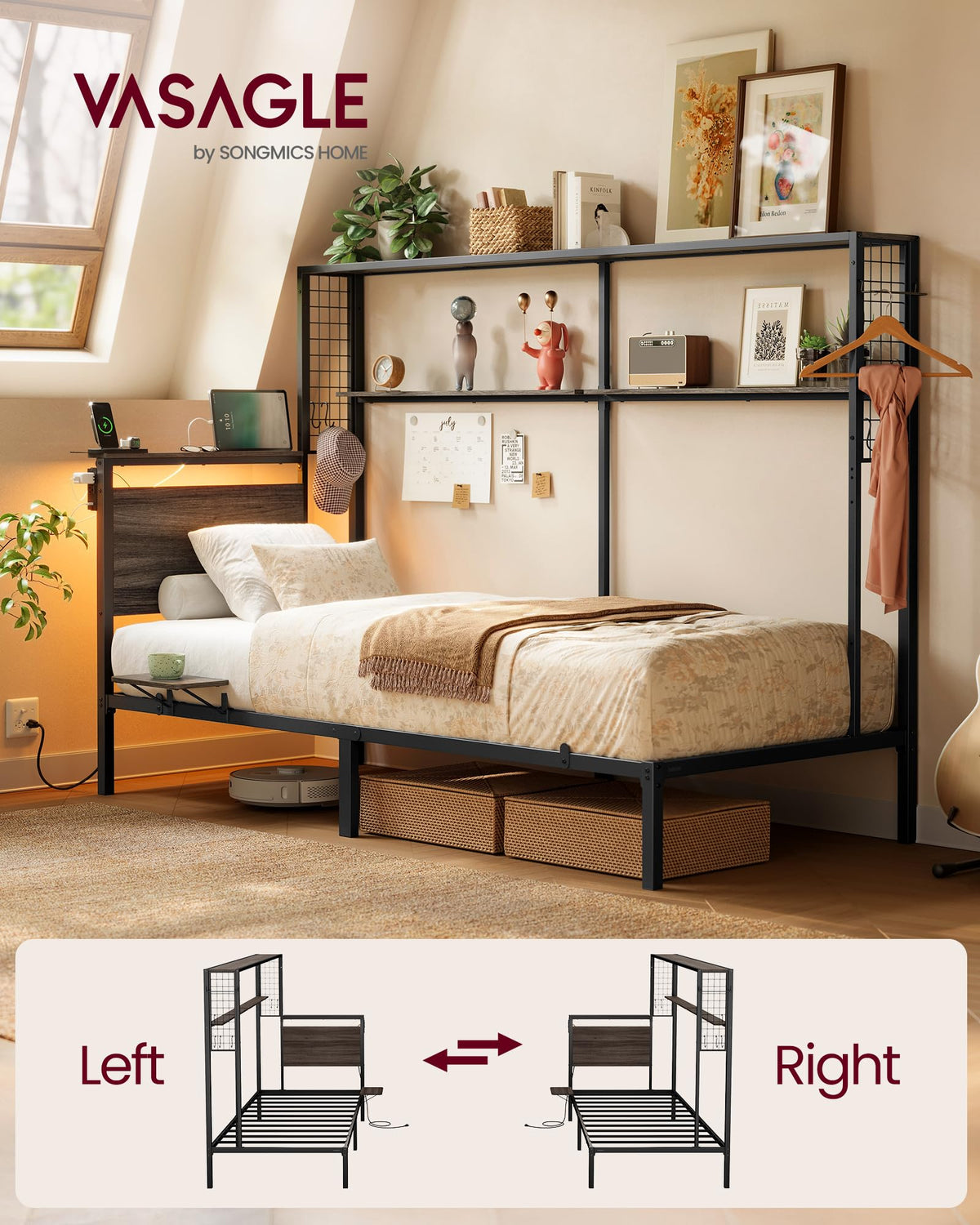 Twin Size Metal Bed Frame with Headboard S369845