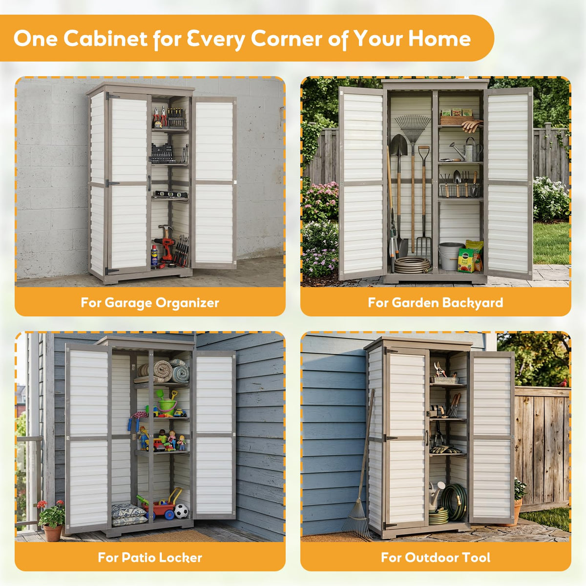 Outdoor Storage Cabinet with Adjustable Shelves E607