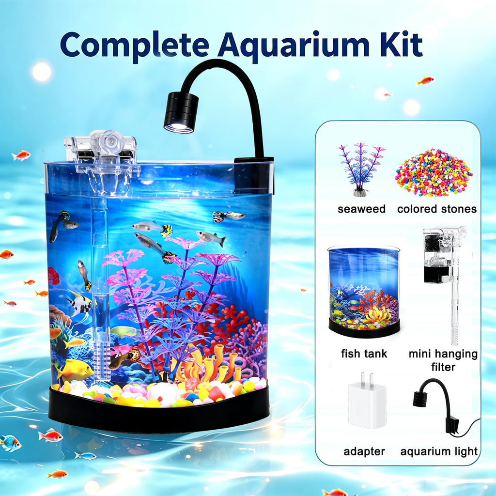 1 Gallon Half Moon Fish Tank G11098