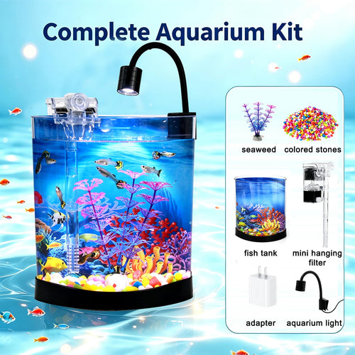 1 Gallon Half Moon Fish Tank G11098