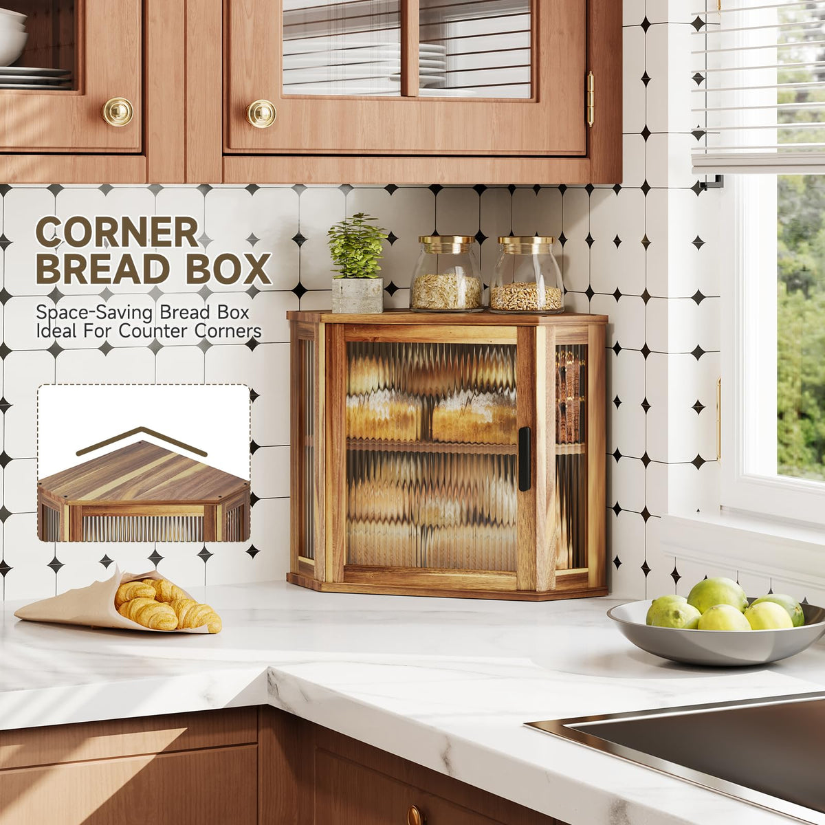 Acacia Wood Bread Box N2491