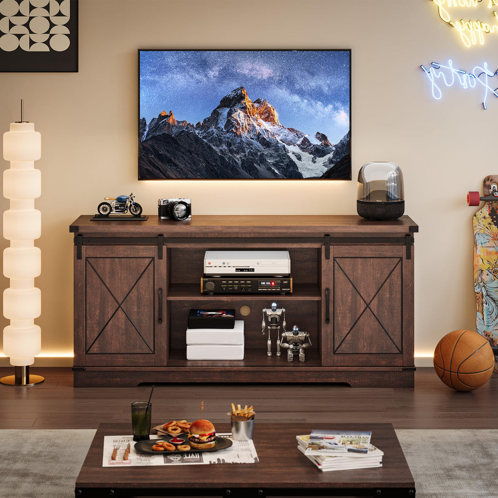 59 Inch TV Stand with Sliding Barn Doors N779439