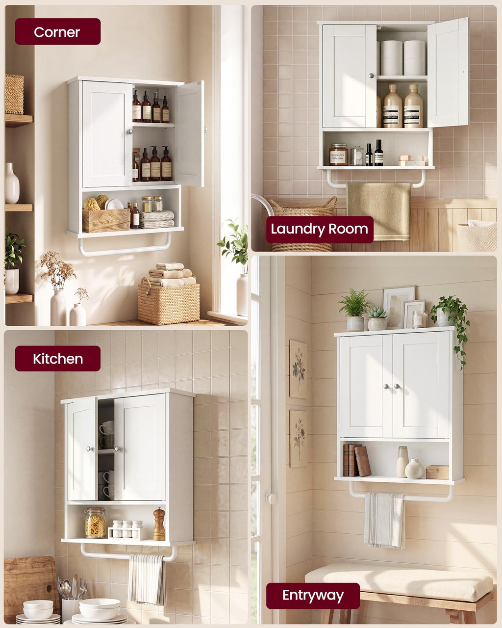 Wall Mounted Cabinet with 2 Doors and Adjustable Shelves B9120