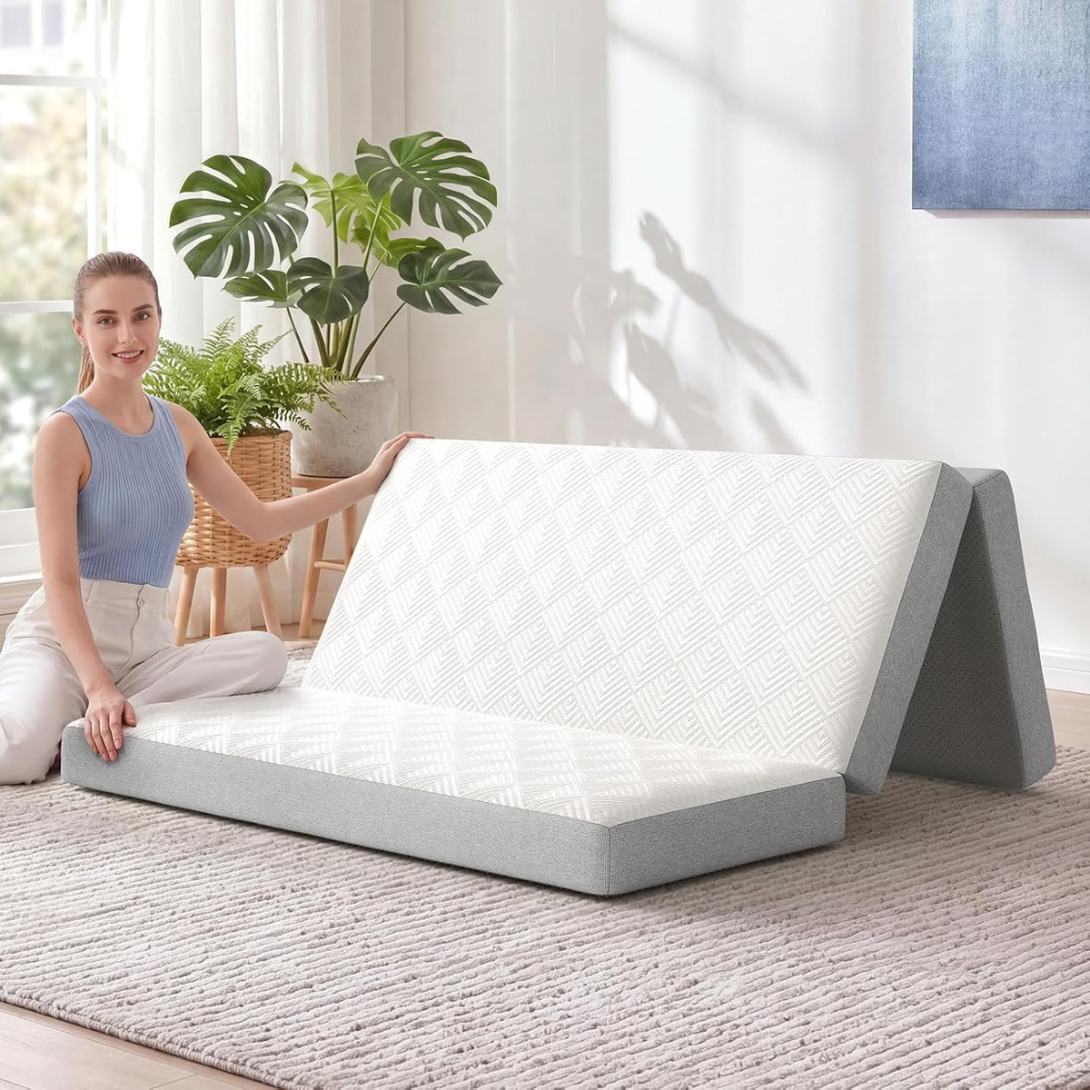 Twin Corner Bed Frame with Mattress and 2 Storage Drawers U1489